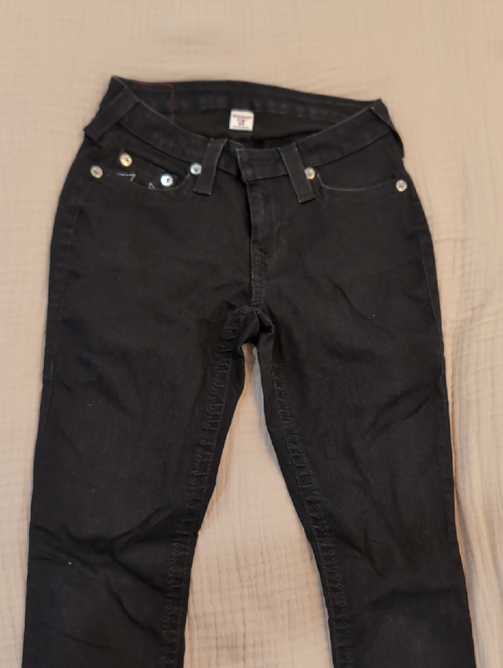 True Religion Black Denim Jeans with Red Logo Tag